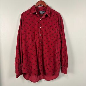 Vintage Polo by Ralph Lauren Lowell Sport Button Down Shirt XL Red Corduroy Ski